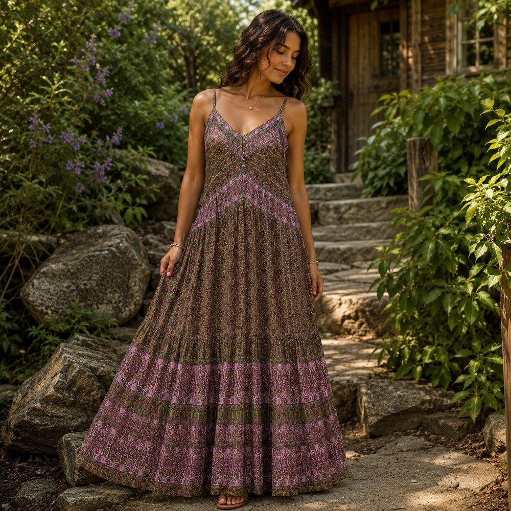 Sundance Naidu Dress M NWT Rosemary Floral Maxi Dress Boho Adjustable Straps